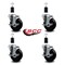 Service Caster 4'' Soft Rubber Swivel 1-3/8'' Expanding Stem Caster Set with Brake, 4PK SCC-EX20S414-SRS-TLB-138-4 - alternate 4